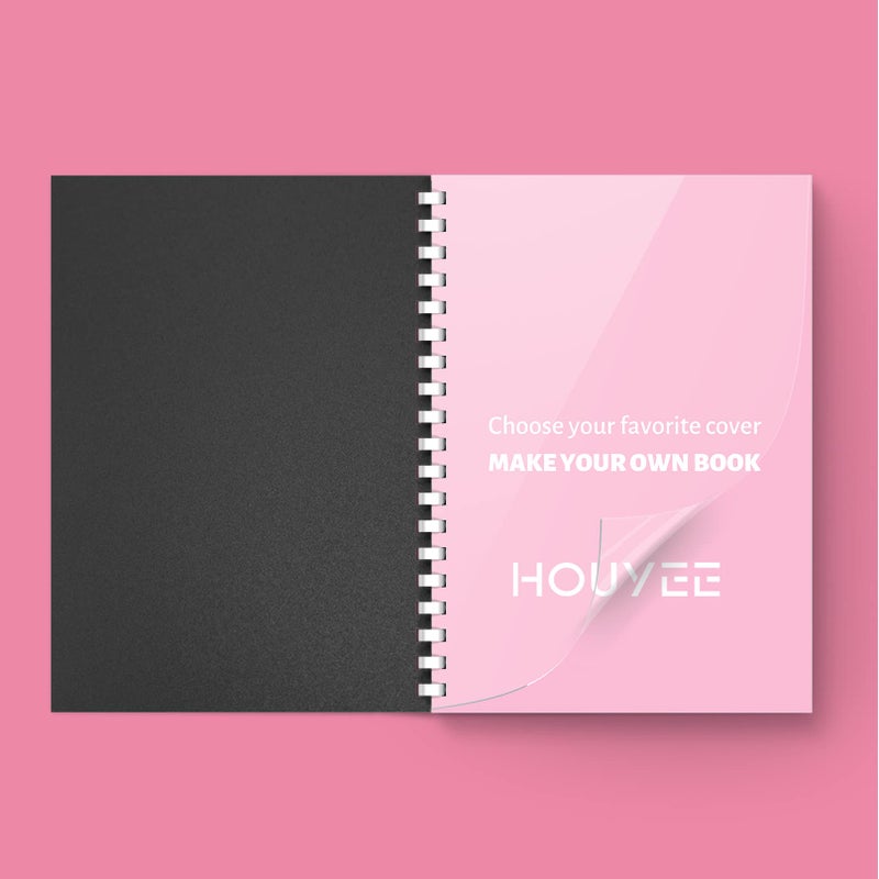 HOUYEE 120 Pack Binding Covers Set  8.5x11 Inches  Including 60 Pcs 12 Mil Sand Plastic Texture  60 Pcs 10 Mil Clear Binding Covers - Image 3